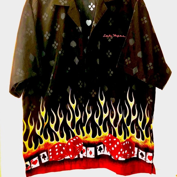 Xnt Men's Las Vegas Card Shirt, Black - Picture 2 of 5
